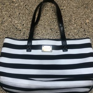 Michael Kors black/white canvas tote